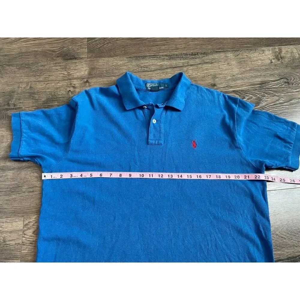 Mens Polo by Ralph Lauren short sleeve blue polo 100% cotton size L